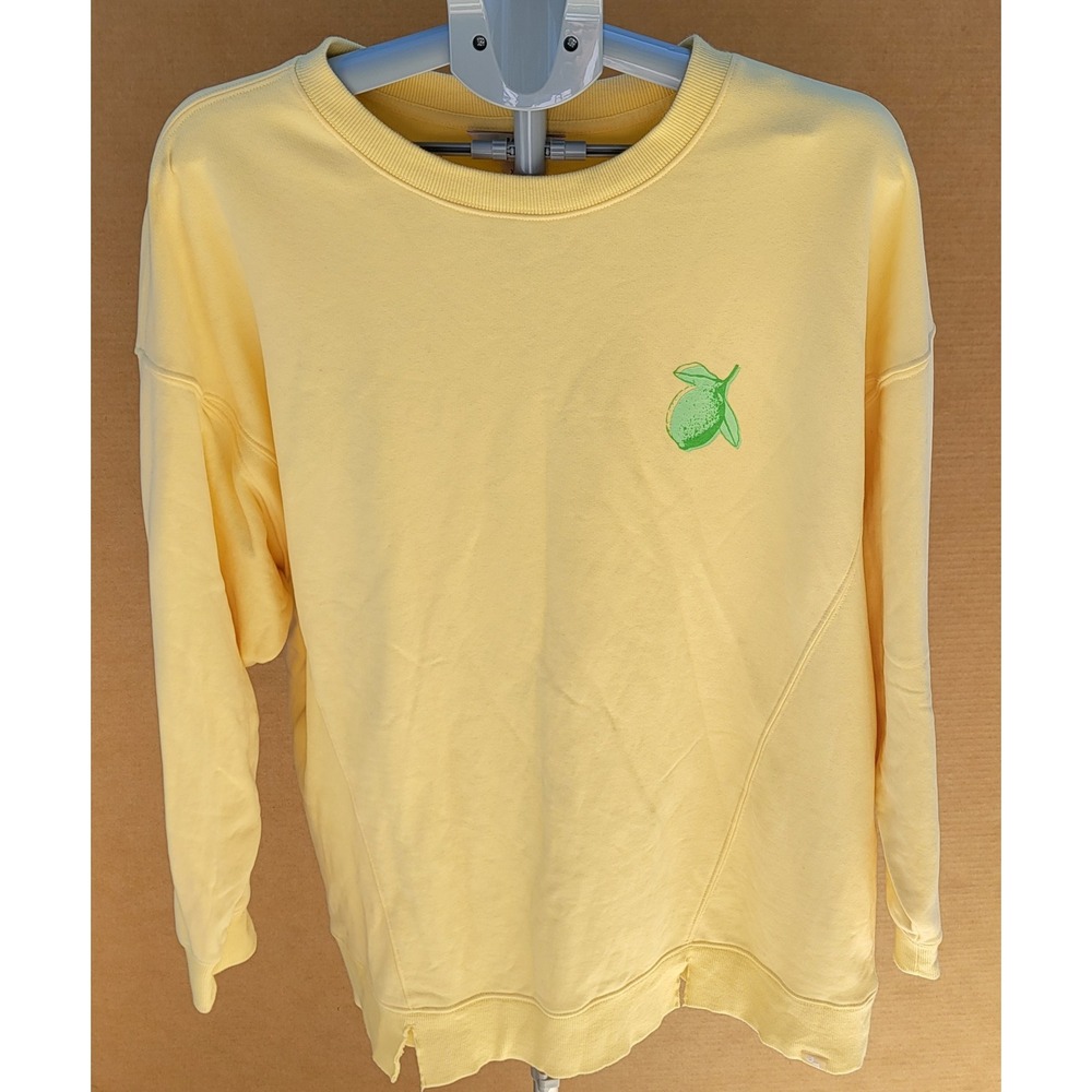 Amalfi Coast Italy Yellow Lemon Graphic Sweatshirt XL Women Long Sleeve Lab Joy